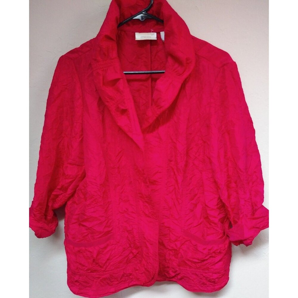 Chico's Womens Size 2 Iridescent Red Shawl Collar Sweater Jacket Lightweight